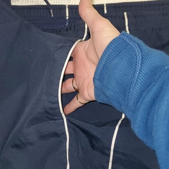 Nike Blue Logo Cinched Lined Sz. XL Swim Trunks w Pockets - Picture 10 of 12